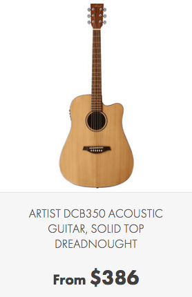 ARTIST DCB350 ACOUSTIC GUITAR, SOLID TOP DREADNOUGHT